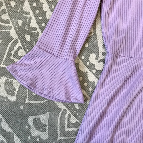 Urban Outfitters Lilac Ribbed Knit Skater Dress with Flare Sleeves - Picture 4 of 5